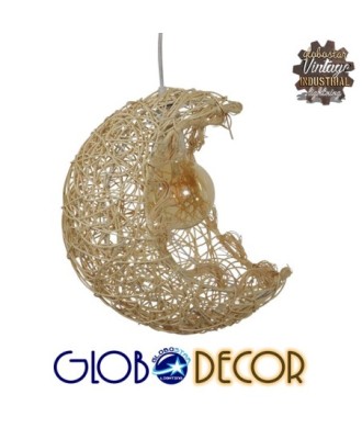 GLOBOSTAR® CRESCENT 01222 Vintage Κρεμαστό Φωτιστικό Οροφής με Ντουί 1 x E27 AC 220-240V IP20 - Μπεζ - Μ30 x Π20 x Υ35cm